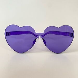 Heart Shaped Rimless Sunglasses - Purple / Festival / Summer / Party / Pride